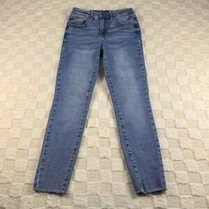 Judy Blue Women's Blue Wash Denim Skinny Jeans Frayed Hem Casual‎ Stylish